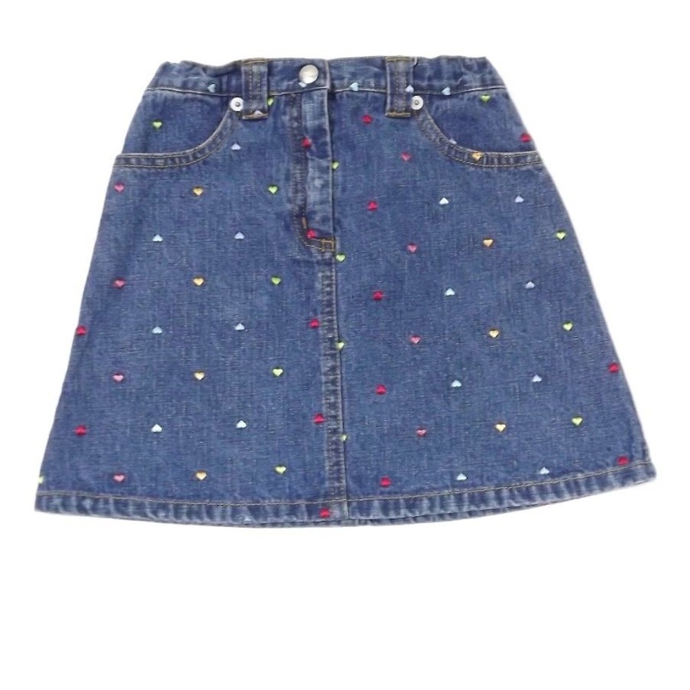 GYMBOREE Girls Colorful Hearts  Denim Jean Skirt 6
